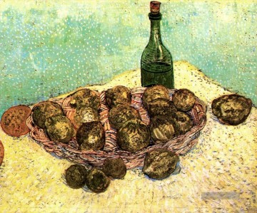 Stillleben Flasche Zitronen und Orangen Vincent van Gogh Ölgemälde